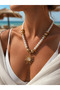 Mineli Sun-Shaped Gold Detailed Pearl Necklace - Both for Daily Use and Beach Wear - 3