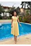 Women's Black - Black Jacket Collar Belted Pleated Midi Dress Short Sleeve A-Line - 4