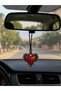 Gothic Red Heart and Cross Figured Car Rearview Mirror Ornament – Decorative Auto Accessory