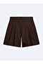 High Waist Pleated Brown Shorts - 3