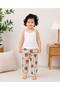 Unisex Children's 2-13 Years Old White 100% Cotton Thread Strap Undershirt and Cuffed Patterned Pajama Bottom Set Comfortable Fit - 2
