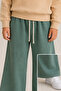 Girl's Front and Back Printed Two-Thread Brushed Sweatshirt Wide-Leg Sweatpants Set - 6