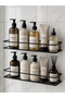 Adhesive Hanger Bathroom Organizer No Drilling Strong Adhesive 5mm Quality Wire 2Pcs Bathroom Shelf Shampoo Holder Soap Dish Matte Black Shower Hanger Rack