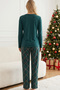 Green Plaid Patterned New Year's Themed Cotton Lycra Knitted Pajama Set26240343 - 3