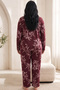 Burgundy Patterned Buttoned Cotton Lycra Large Size Oversized Knitted Pajama Set26240955 - 3