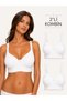 Women's 2-Pack Cotton Wide Elastic Minimizer Combed Cotton Gathering Bra (White-White)
