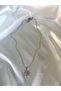 Women's Silver Color Stone Flower Steel Necklace - 4