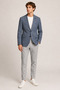 Men's Gray Textured Mono Collar Two-Button Blazer Single Jacket 6 Drop 11952-Blue - 2