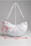Women's White Color Quilted Fabric Crossbody Shoulder Bag - 5