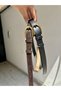 Women's Black Color Faux Leather Belt with Bronze Buckle - 2
