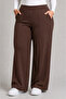 Brown High Waist Striped Pocketed Women's Oversized Plus Size Palazzo Trousers