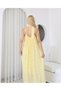 Linen Embroidered Dress with Straps and Scarf Detail Yellow - 5