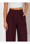 High Waist Pleated Detailed Cuffed Cuff Loose Woven Fabric Trousers - 2