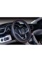 Microfiber Leather Car Medium Steering Wheel Cover (14.5''-15'',Black Dark Blue)