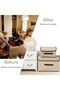 3pcs Blue Linen Foldable Storage Bins with Lids Kit, Large Collapsible Fabric Stroage Box, St - 6