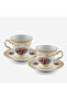Flores Gold Decorated Floral Cream Porcelain Coffee Cup Set 100 ml - 3