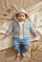 Milo Bear Striped Hooded Cardigan, Teddy Bear Embroidered Pants and Sweatshirt 3-Piece Baby Set - 100% Pa