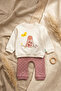 Aura Bloom Rabbit Patterned Cream Sweatshirt and Polka Dot Dusty Rose Pants 2-Piece Baby Set - 100% - 2