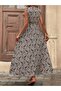 Women's sleeveless, double-breasted, collared, beltless, patterned, long supreme dress - 5
