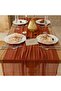 Keketo Fall Thanksgiving Table Runner Terracotta Rust Gauze 120 Inch 10 FT Rustic Burnt Orange Sheer - 3