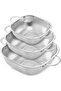 E-far 3 Pack Colander for Kitchen, Square Stainless Steel Metal Strainer Colander with Handle for Dr