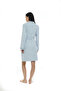Athena Kimono Women's Mini Bathrobe Light Blue - Ribbed 100% Cotton - 4