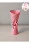 15 cm Pink Plastic Dry Flower Vase – Decorative Flower Presentation Container with Bow - Gift Bow Vase - 5