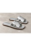 Women's Silver Metallic H-Strapped Flat Sole Comfortable Daily Summer Slippers - 3