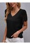 Women's Short Sleeve V-Neck Dubai Blouse with Ruched Sleeves - 2