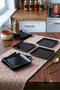 12 Pieces Unbreakable Melamine Square Dessert Serving Plate, Machine Washable, 18 cm - Black - 3
