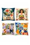 Simple Girl and Flowers Patterned 4-Piece Throw Pillow Cover Set - 3