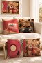 Singer Cat Patterned 4-Piece Throw Pillow Cover Set