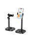 DT-80 Tabletop Lifting Bracket for Mobile Phones Adjustable Height 22–33 cm, 360° Rotatable Stand with 180° Angle Adjustment, Stable Weighted Base, Hands-Free Desk Holder Black - 2