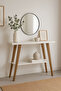 Modern Wooden Console Table with Lower Storage Shelf | Multi-Purpose Sofa, Side & Entryway Table | White Top & Brown Legs | 92 × 34 × 80 cm - 4