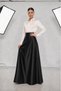 High Waist A-Line Matte Satin Skirt with Belt - 4