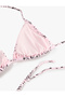 Halter Neck Shawl Patterned Triangle Bikini Top - 2