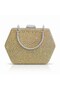 Women's Gold Crystal Complete Colorful Stone Hexagonal Evening Dress Bag Boxed Night Portfolio