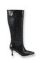Stella Gioia Women's Pointed Toe Heeled Boots 0012520 Black Crocodile - 7