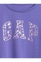 Gap Baby Girl Patterned Logo Printed Crew Neck Long Sleeve T-Shirt 1-6 Years Purple - 3