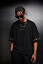 Men's Black Oracle Embroidered Oversize Tshirt - 3