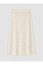 Lcwaikiki Curve Beige Plus Size Flared Skirt with Zipper at Waist in Linen Blend - 4