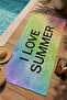 Pastel Batik I Love Summer Written 70X150 Beach Towel - Digital Printed Fade-Resistant Bath Towel - 3
