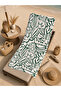Ecru Green Botanical Linear Leaf Patterned 70X150 Beach Towel - Digital Printed Fade-Resistant Bath Towel - 5