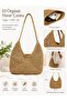 Mink Color Handmade Paper String Knitted Daily Straw Women's Shoulder Bag (Unlined)