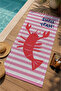 Pink and White Striped Lobster Shell Yeah Written 70X150 Beach Towel - Digital Printed Fade-Resistant Bath Towel - 3