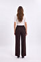 Pleated High Waisted Wide Leg Brown Trousers 0288 - 3