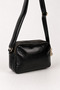 Women's Black 4-Compartment Soft Leather Covered Gold Color Clover Zipper Crossbody and Shoulder Bag - 3