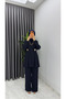 Women's Hijab Navy Blue Tunic Pants Double Suit - 4