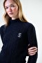 Montagne Cashmere Hair Knit Crop Turtleneck Sweater Navy Blue - 3