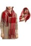 Women's faux cashmere scarf powder blue plaid tassel warm.
